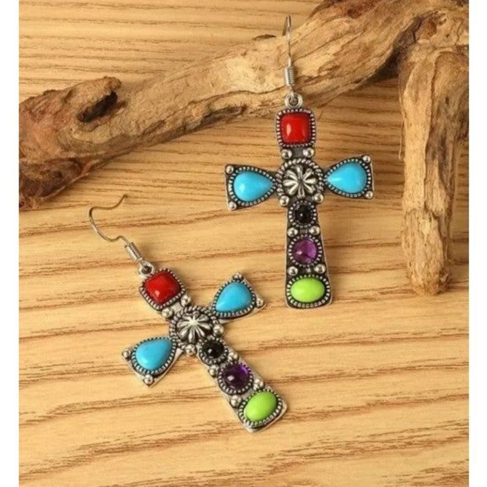 Ladies Elegant Boho Cross Earrings